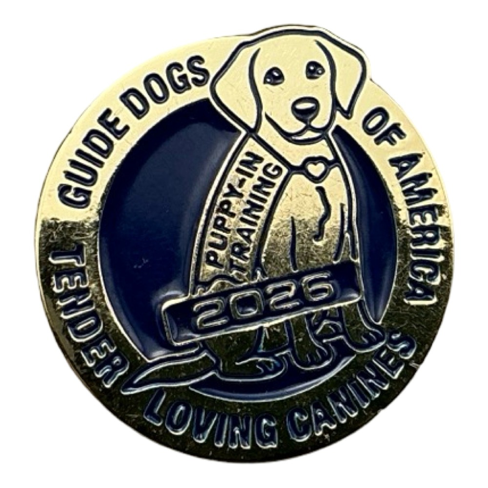 Guide Dogs of America 2026 Puppy In Training TLC Enamel Pin Gold Tone Navy Blue